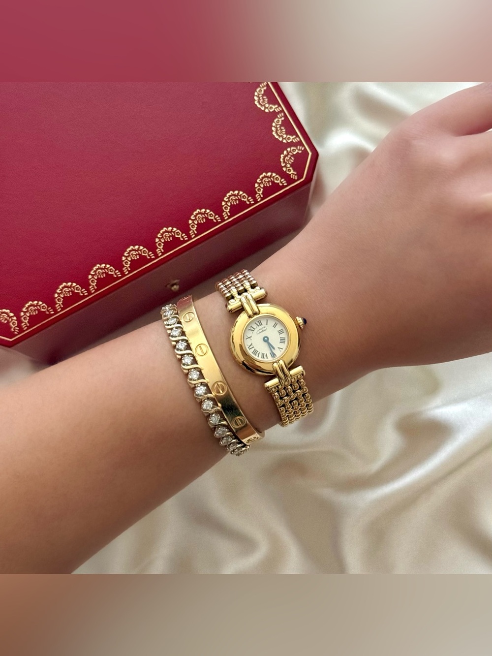 AUTHENTIC RARE VINTAGE CARTIER GOLD WATCH - WITH BOX - Picture 2 of 8